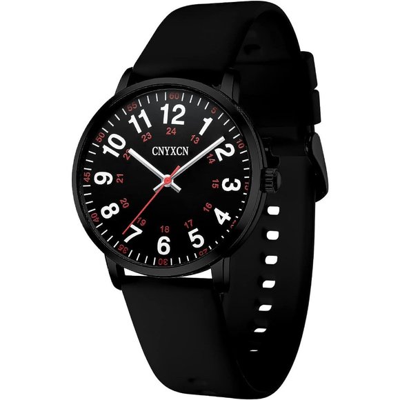CNYXCN Watch Dial Silicone Band Water Resistant 24 Hour Easy to Read - Picture 1 of 6
